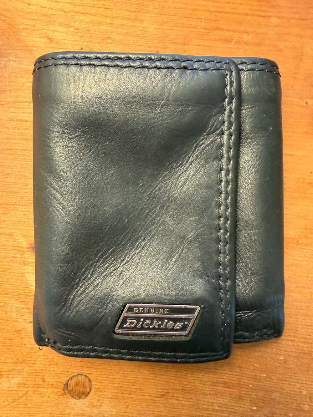 Dickies Black Leather Bifold Wallet with Metal Logo
